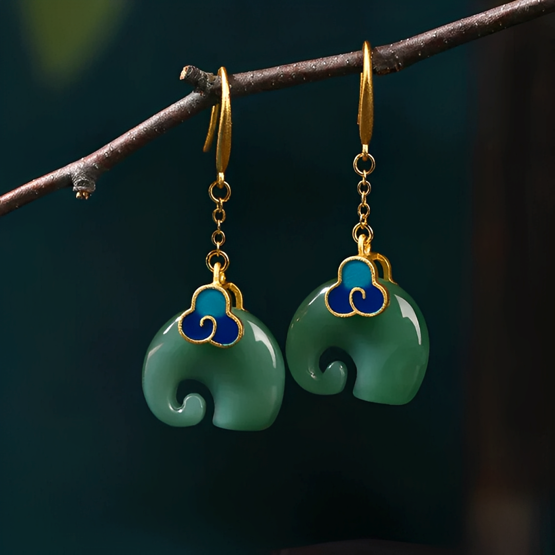 Elly – Boucles d'oreilles élégantes avec élément rétro vert