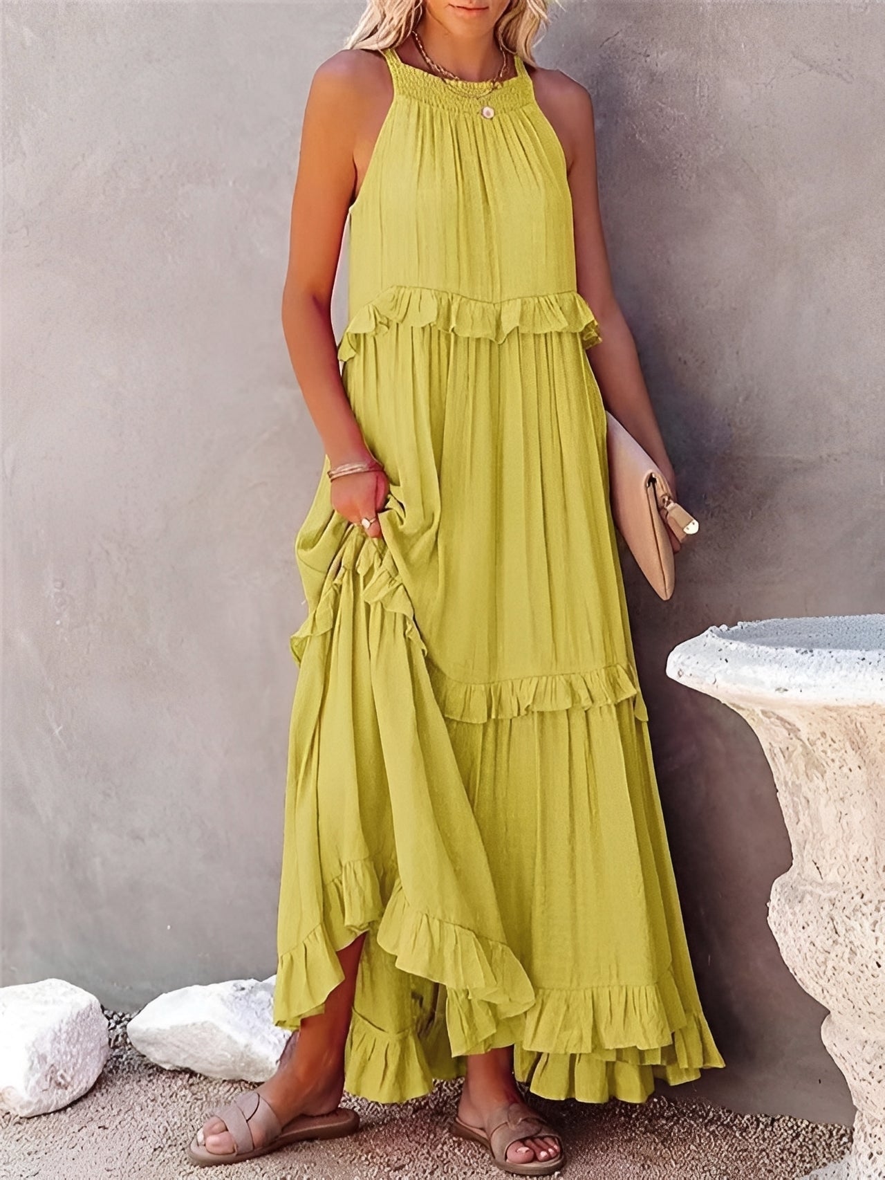 Zanna - Robe élégante sans manches à volants pour femmes