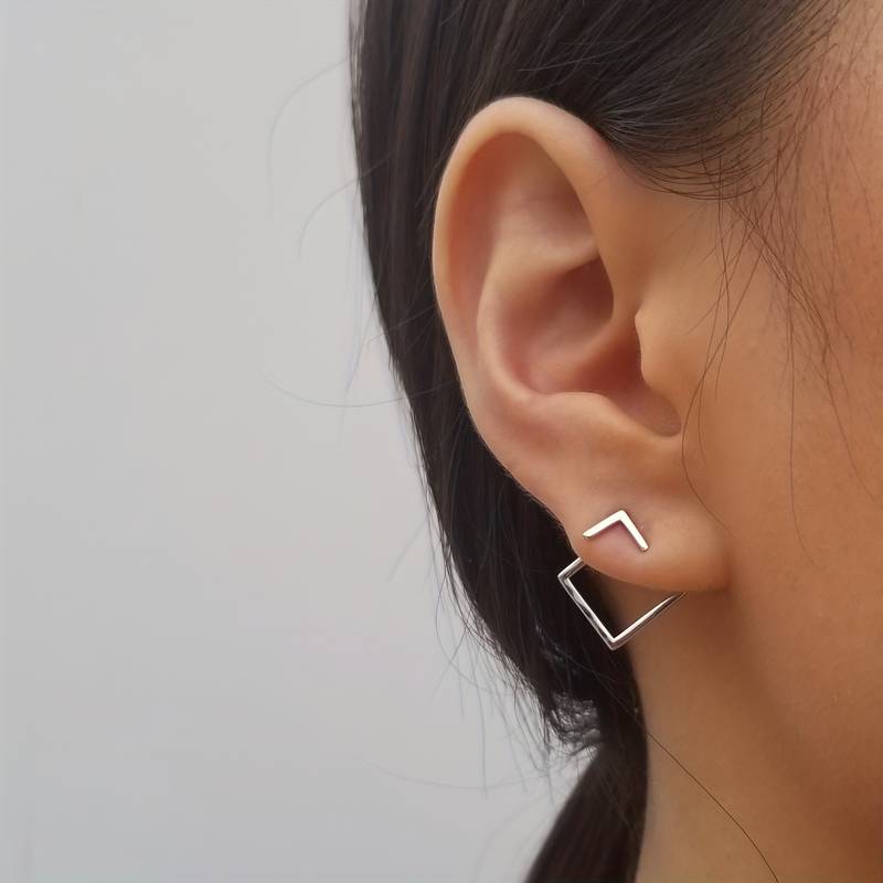 Losange connectant - Boucles d'Oreilles géométriques minimalistes