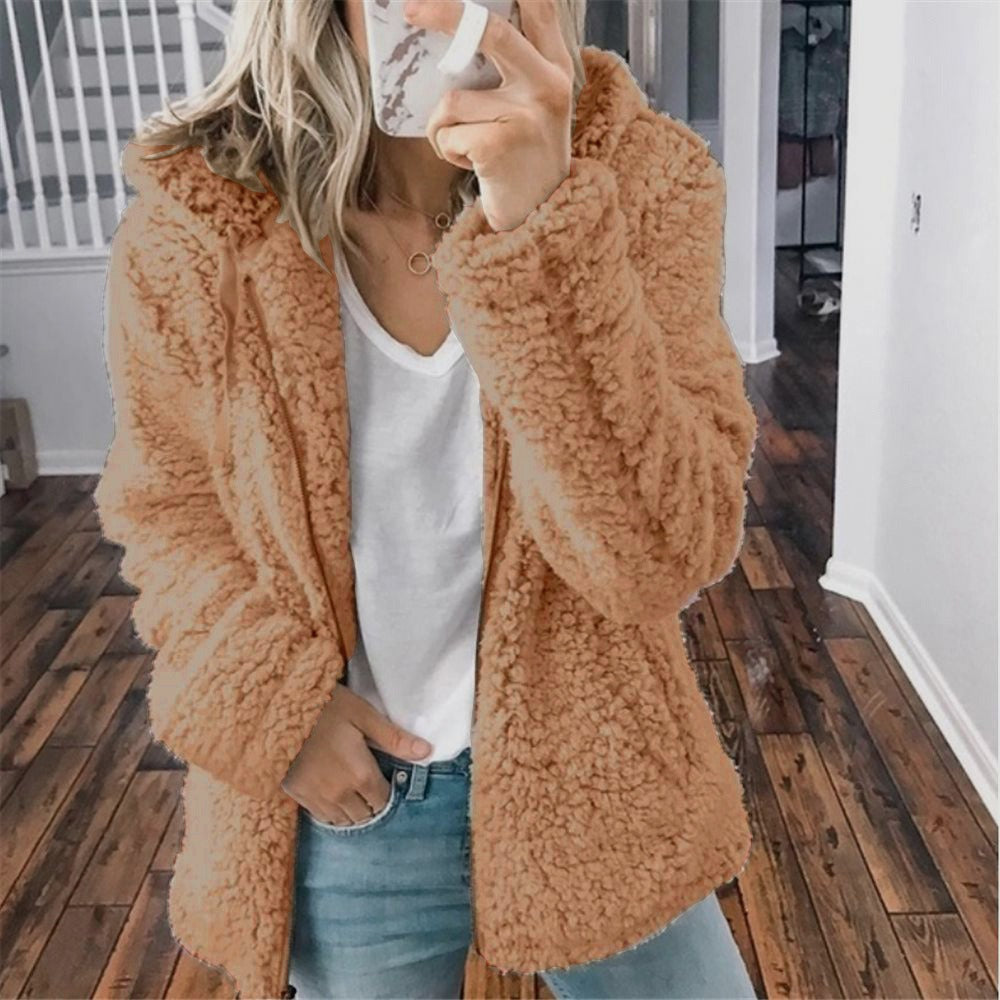 Celandine - Manteau en laine à capuche en peluche teddy