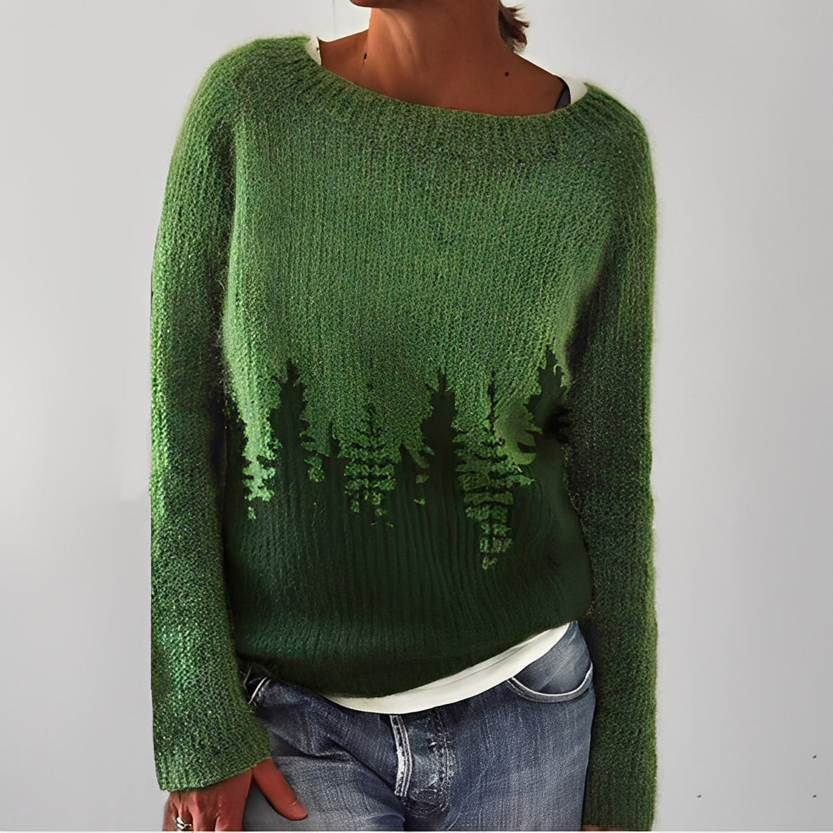 Flavienne - Basic winter sweater with round neck for women