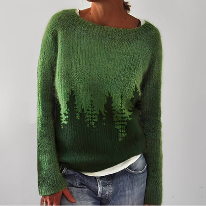 Flavienne - Basic winter sweater with round neck for women