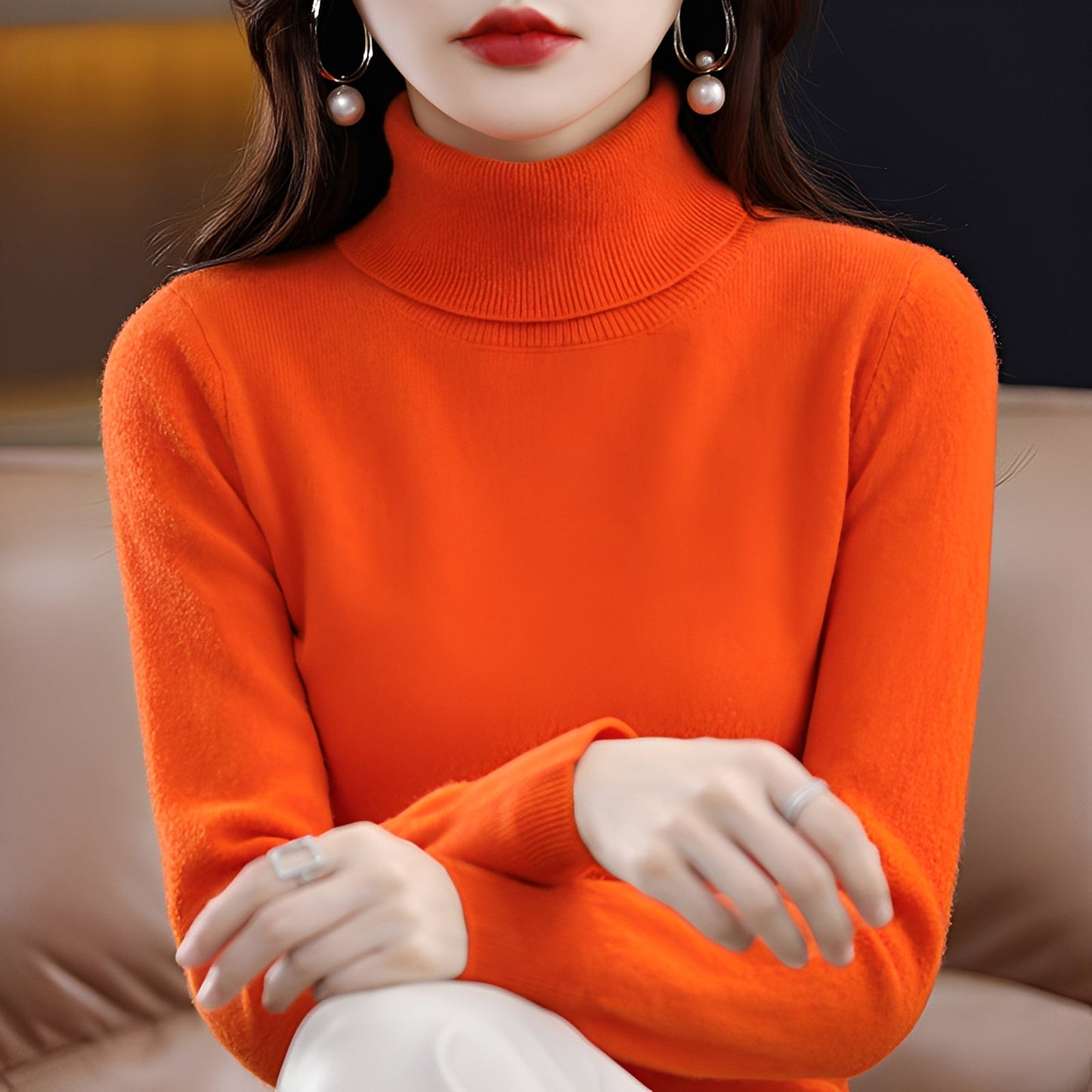 Jocelin - Pull à col roulé fin pour femmes