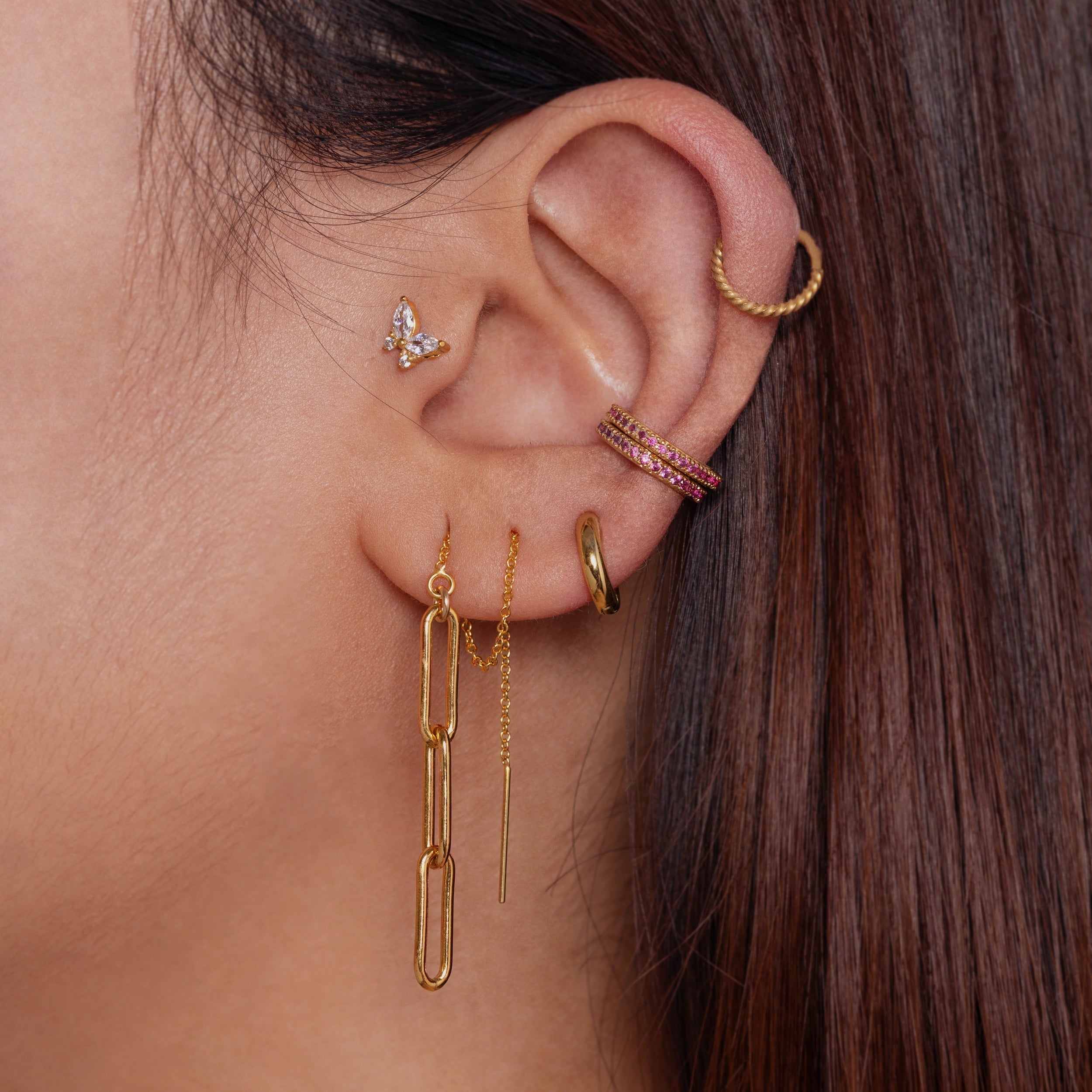 Leila - Boucles d'oreilles en corde torsadée de 8 mm
