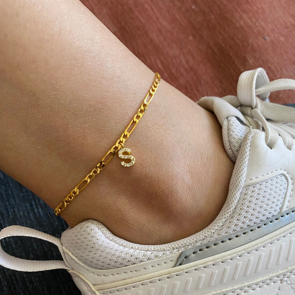 Cheville avec Initiale - Bracelet de cheville avec votre initiale