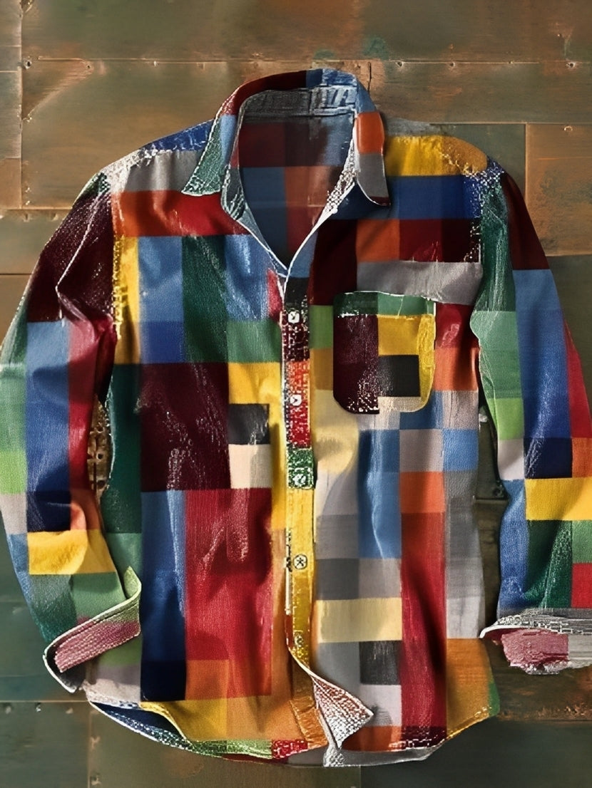 Charles – Chemise à manches longues pour hommes – Rétro et coloré