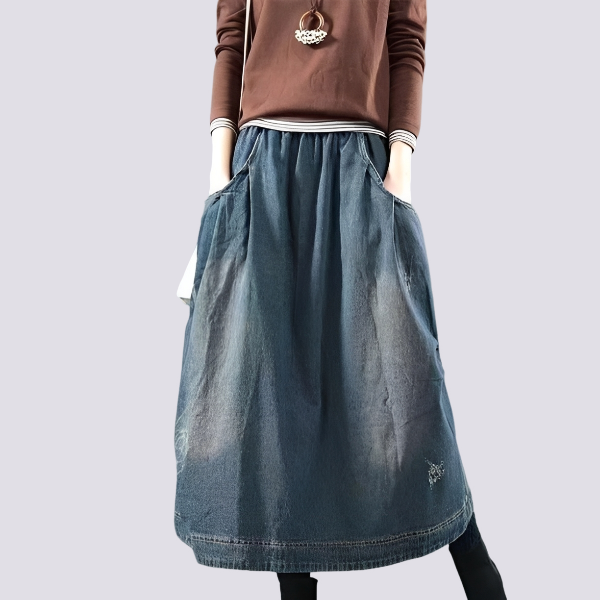Fiona - Jupe en jean patchwork classique pour femmes