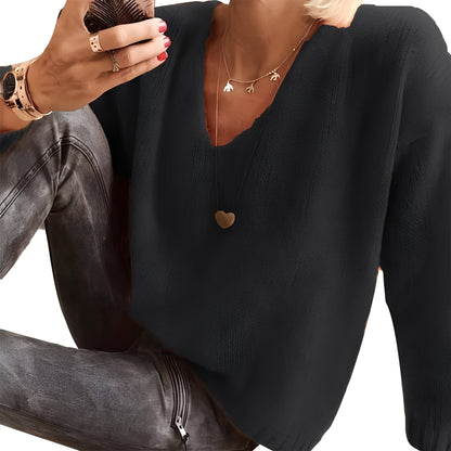 Dorris - Pull décontracté et simple avec manches longues pour femmes