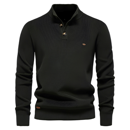 Brant - Elegant sweater with quarter zipper for men