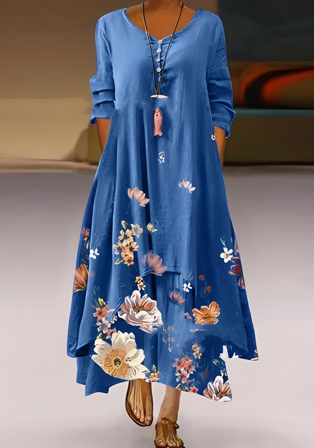 Belle - Robe élégante et ample avec imprimé pour femmes