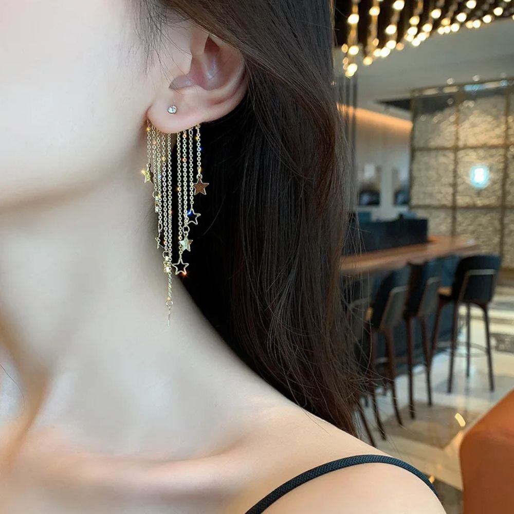 Valerie – Boucles d'oreilles pendantes en étoile avec franges