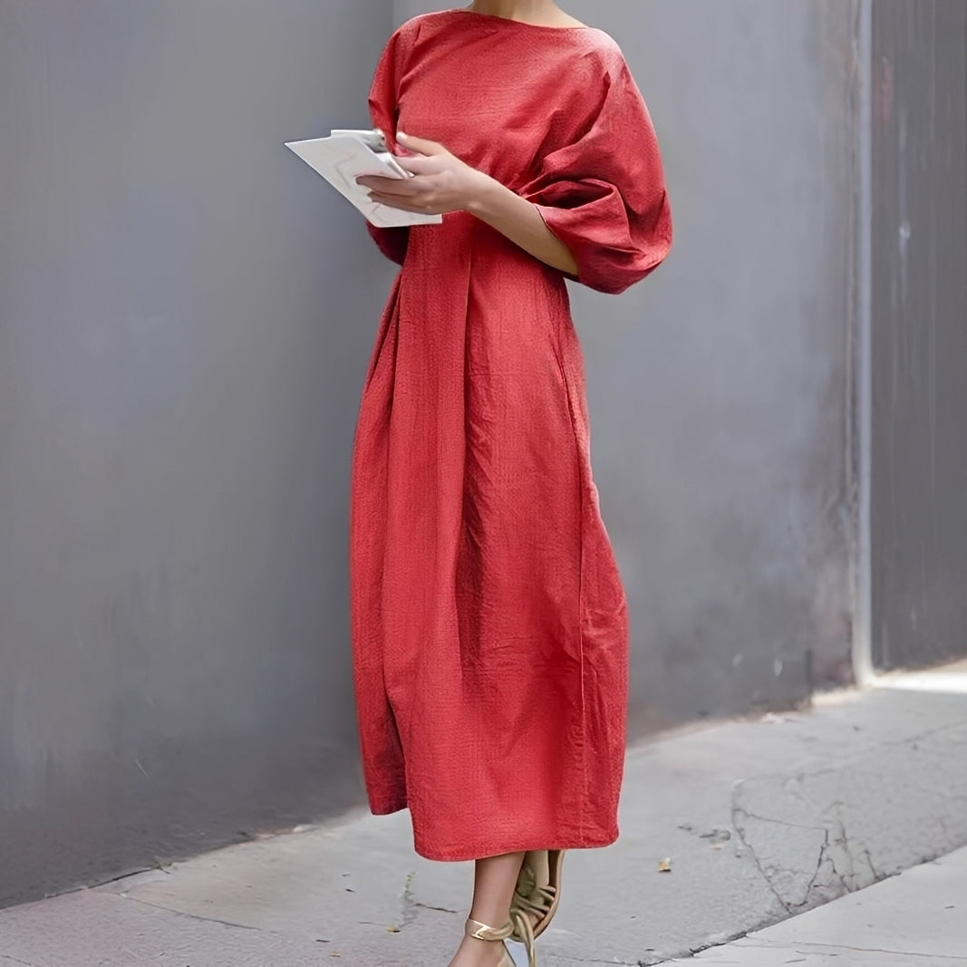 Mariam - Robe Midi Froncée Décontractée