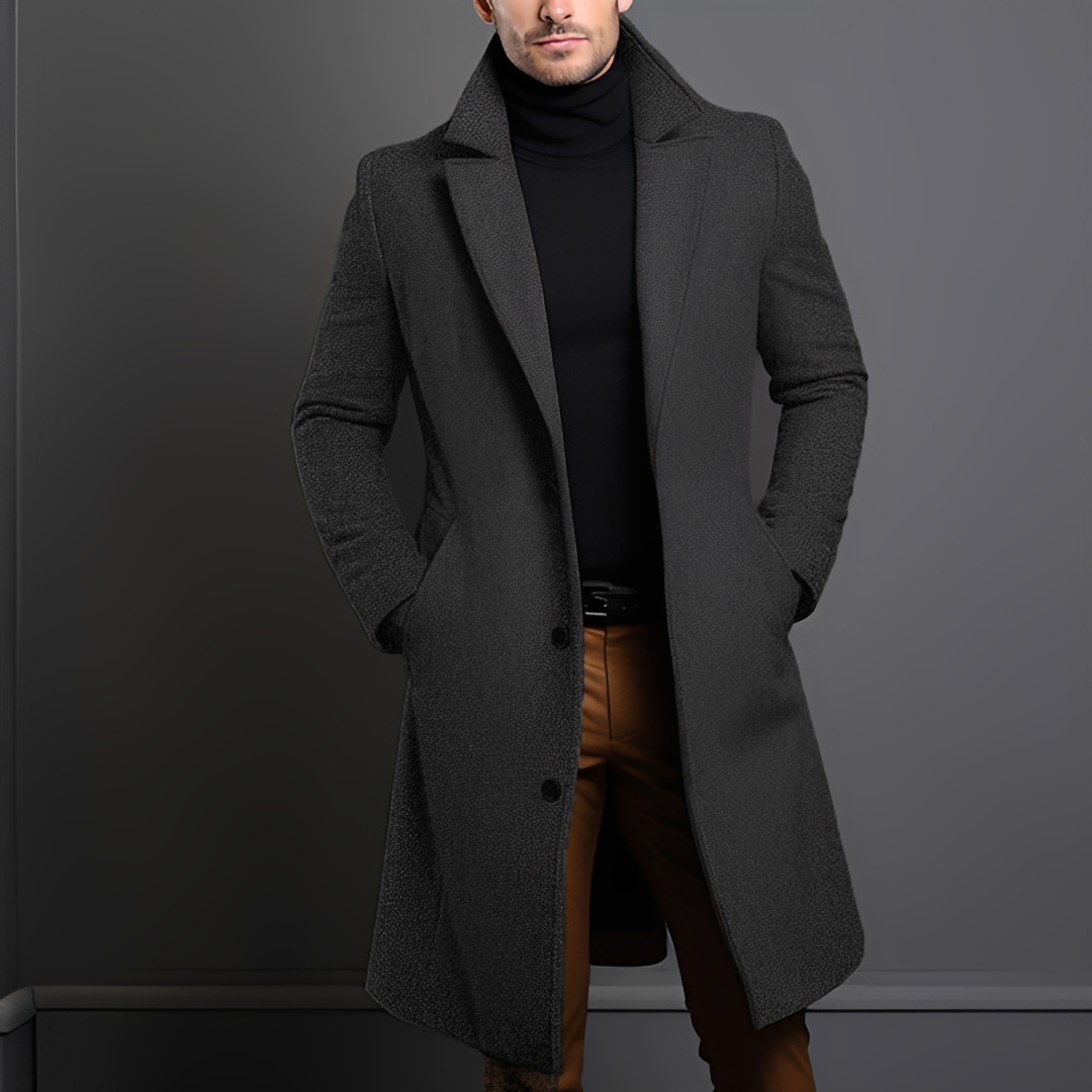 Kévin - Manteau long classique avec revers pour homme