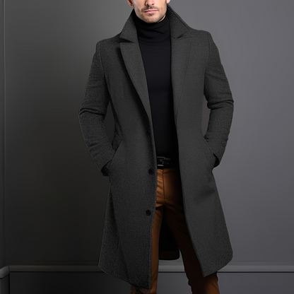 Kévin - Manteau long classique avec revers pour homme