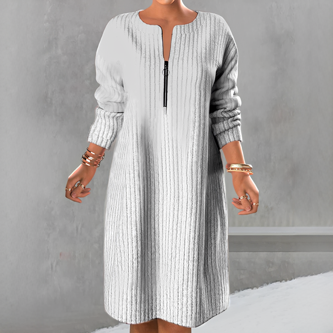 Marion - Robe Chic à Manches Longues avec Zip