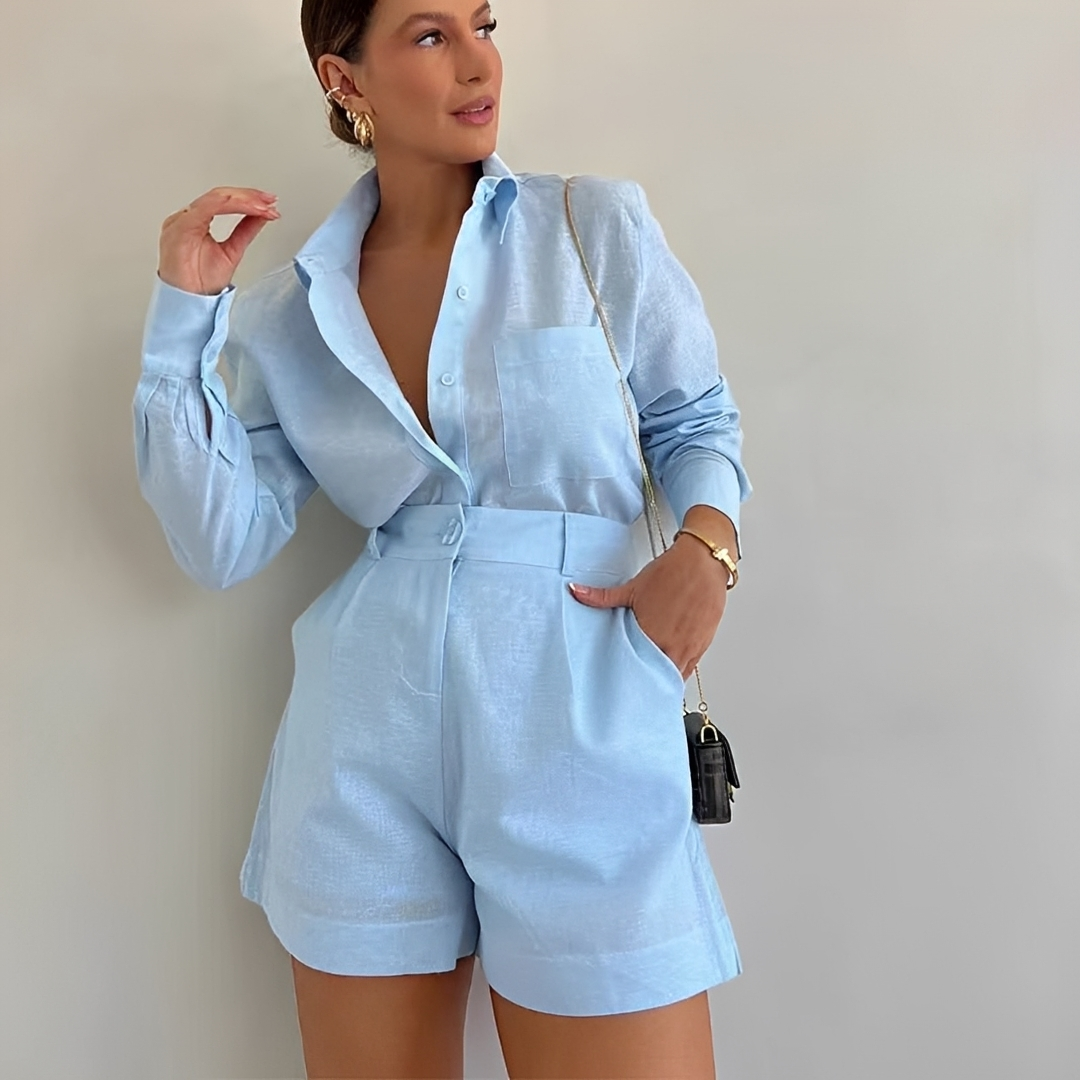 Yasin - Ensemble large de short avec haut manches longues