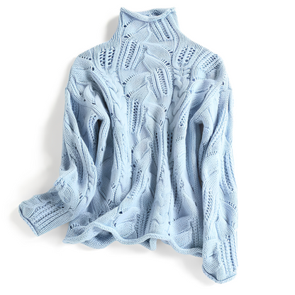 Lillie - Elegant cashmere sweater with high collar for women