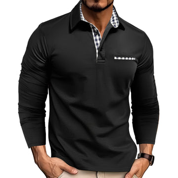 Charel - Polo à manches longues décontracté pour homme
