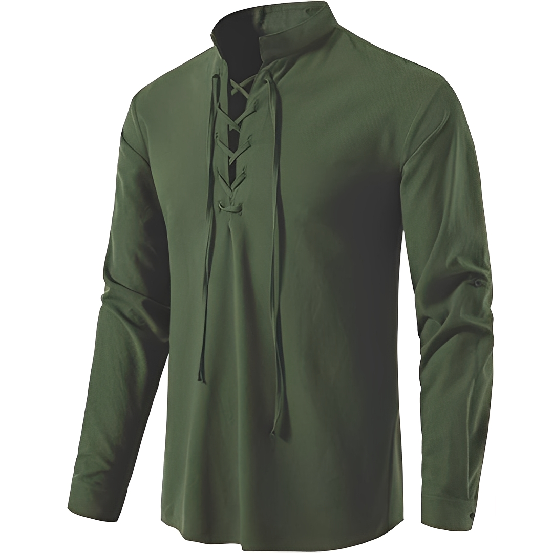 Josué - Chemise chic à col en V avec dentelle pour homme