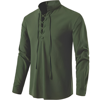 Josué - Chemise chic à col en V avec dentelle pour homme