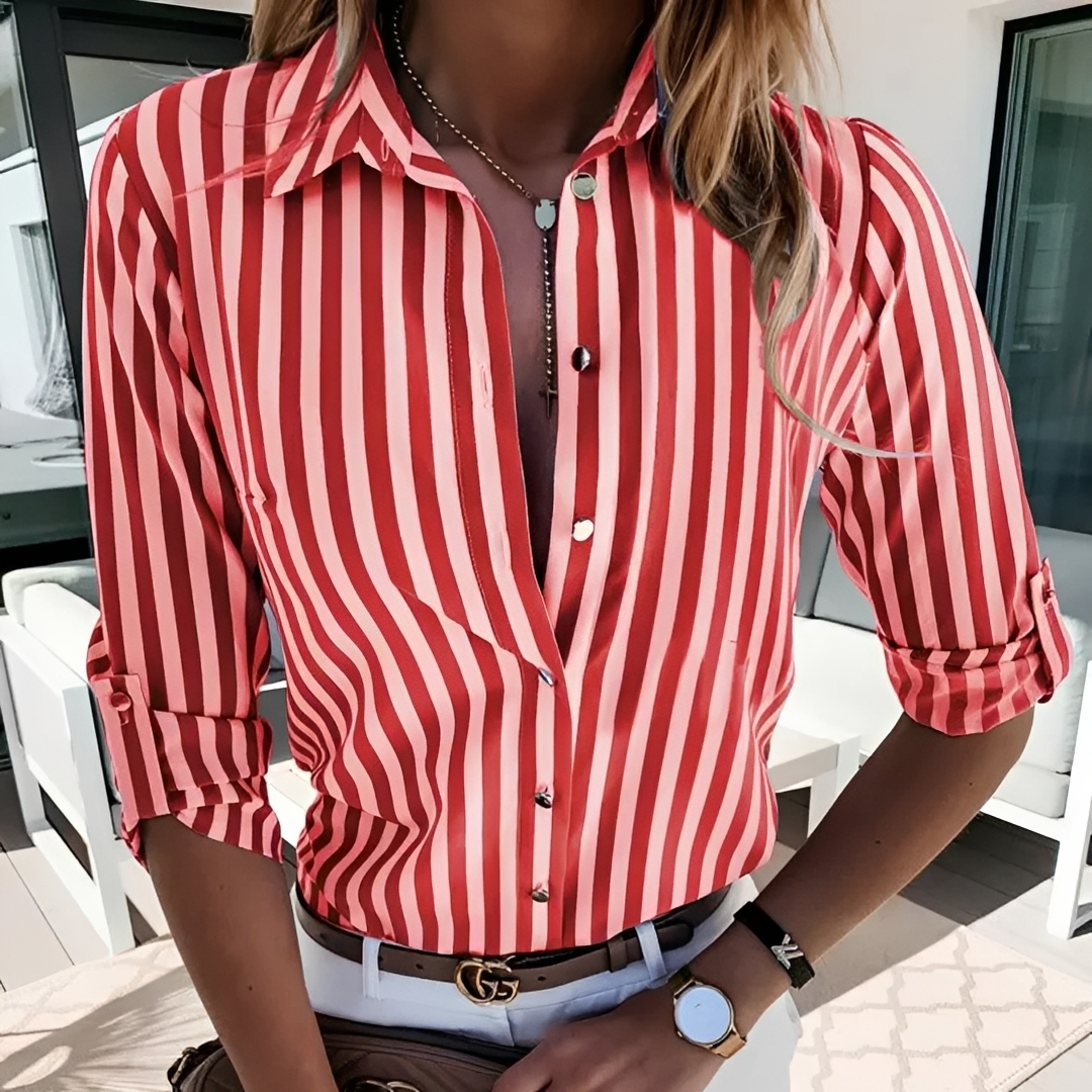 Corena - Élégant chemisier à rayures pour femme – Monaco-mode.fr
