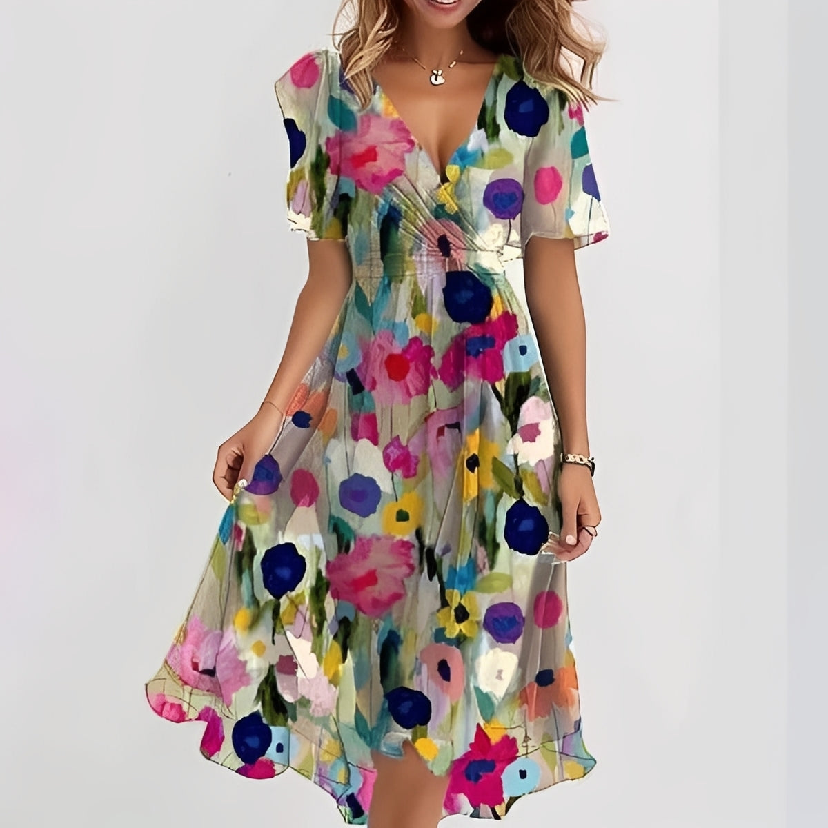 Emelia - Robe en chiffon à fleurs