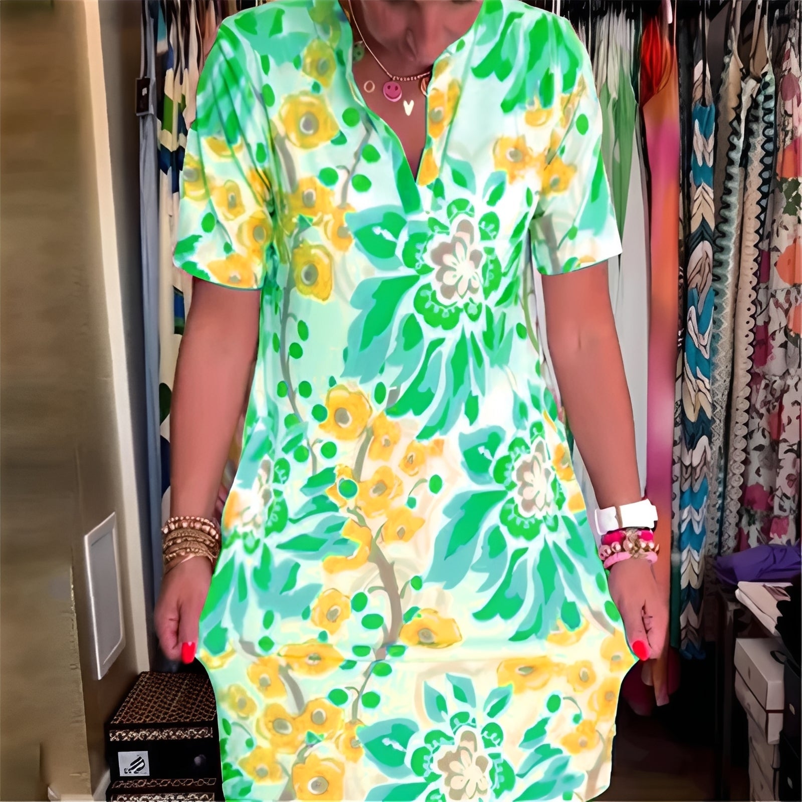 Abbie - Robe élégante à motif floral pour femmes