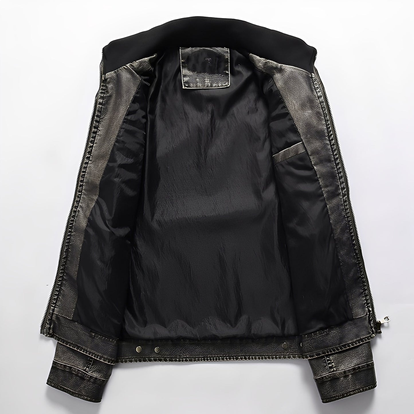 Kevin - Blouson classique en cuir avec poches pour hommes