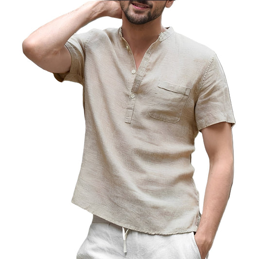 Alton - Chemise en lin à manches courtes pour hommes
