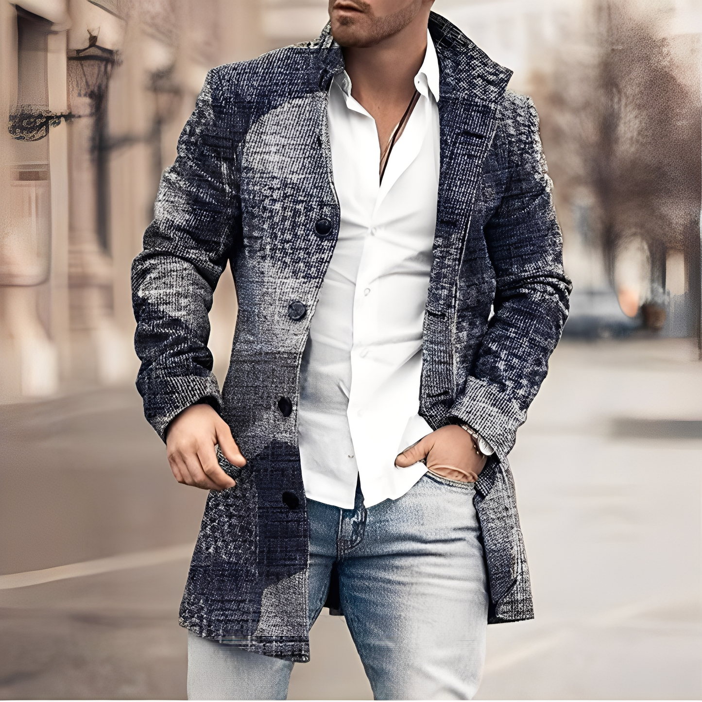 Darden - Long manteau en tweed pour hommes