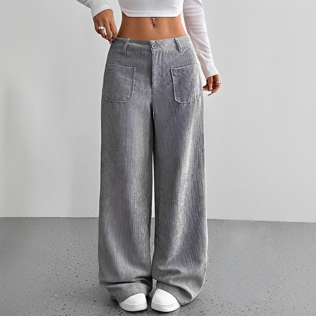 Isabelle - Pantalon en velours côtelé taille haute