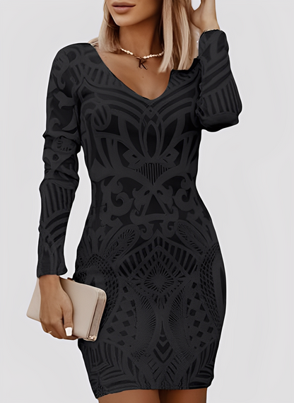 Caitlyn - Robe ajustée longue manche élégante pour femme