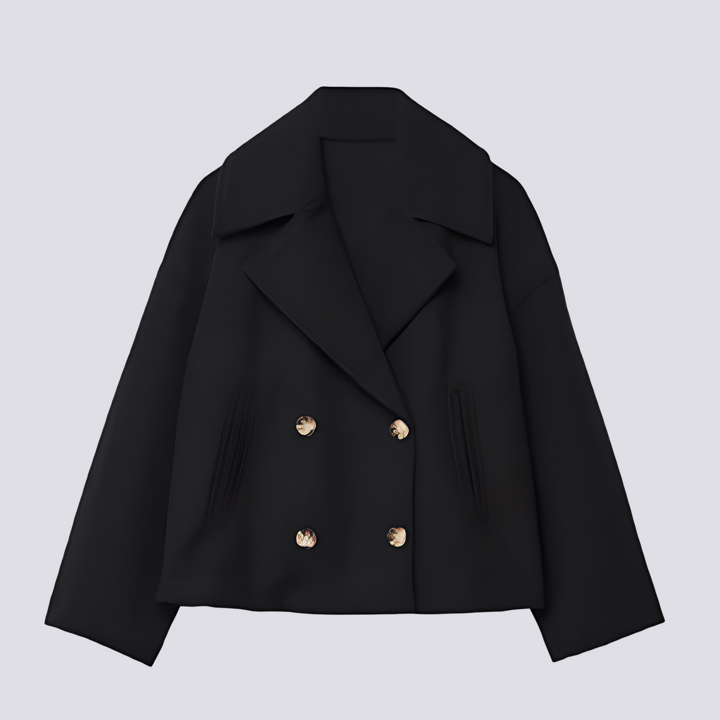 Bethney - Veste courte élégante en laine avec col à revers pour femmes