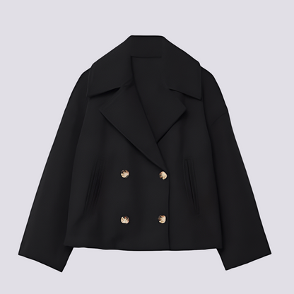 Bethney - Veste courte élégante en laine avec col à revers pour femmes