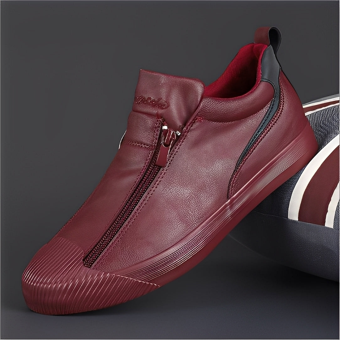 Marcus - Chaussures en cuir pour hommes avec double fermeture éclair