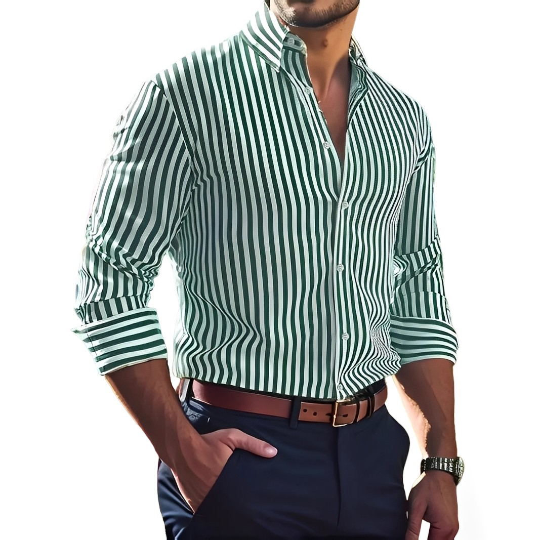 Brycen - Chemise à rayures stylée à manches longues pour hommes