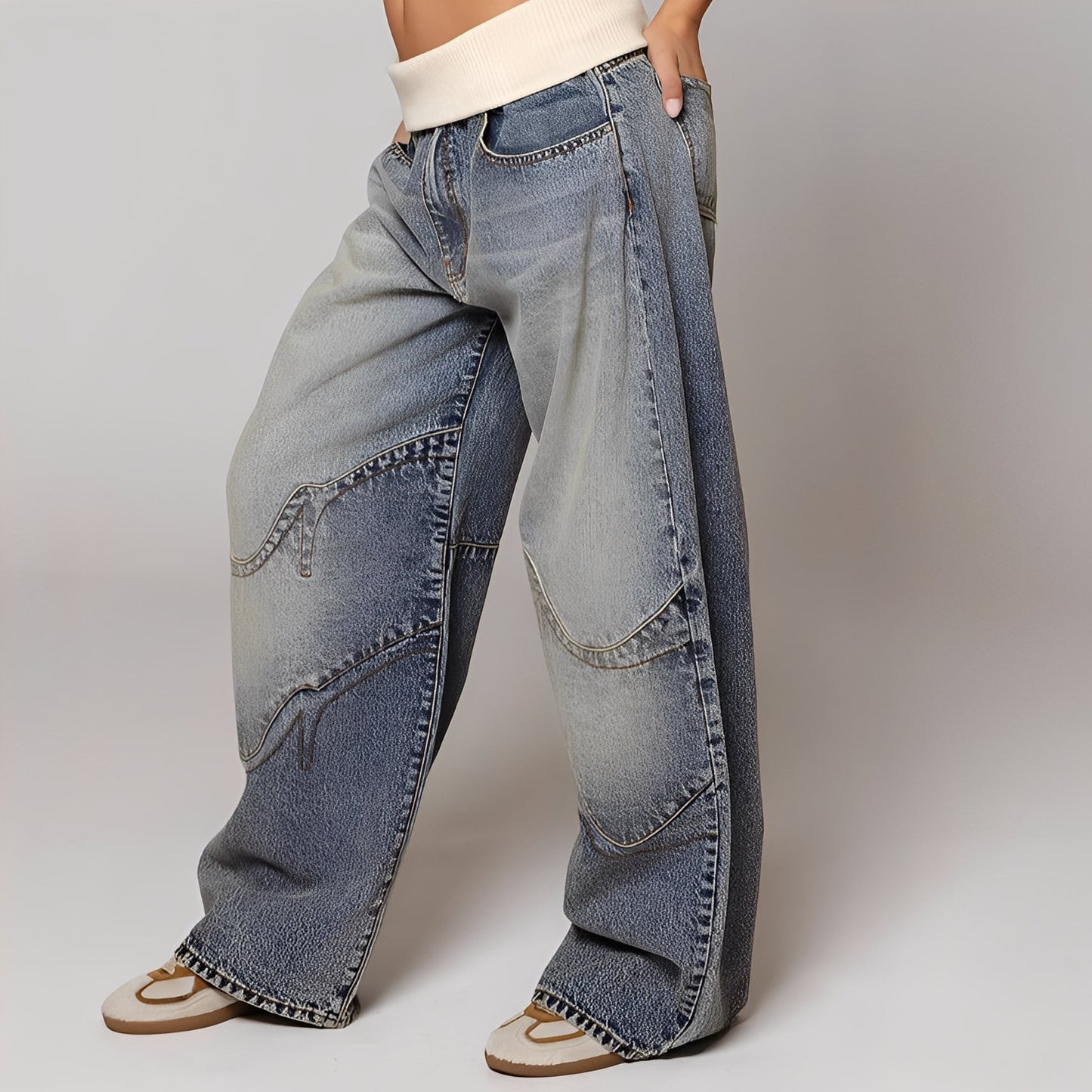 Vanessa - Weite und bequeme Jeans mit Used-Look für Damen