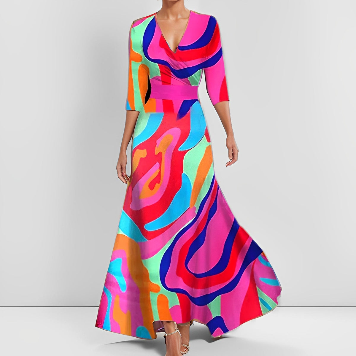 Delores - Robe maxi à motif floral et manches longues