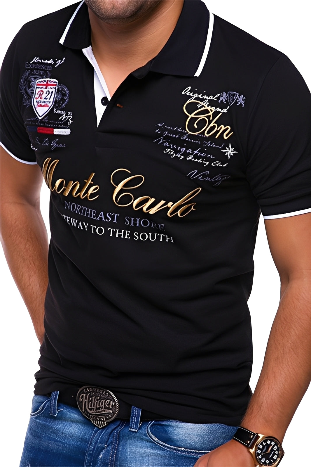 Brent - T-shirt polo décontracté avec imprimé pour hommes