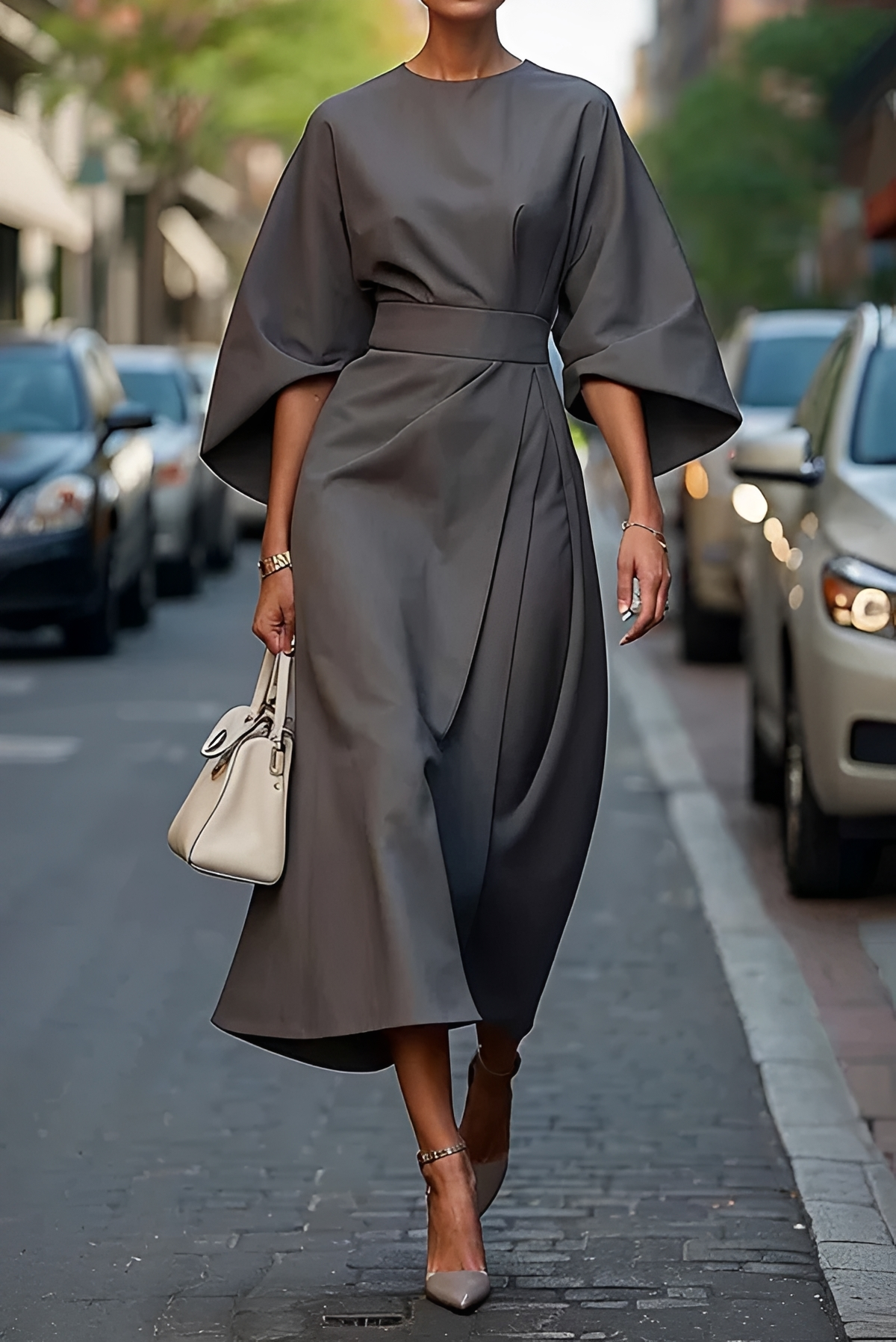 Vera - Robe Midi Élégante Ceinturée