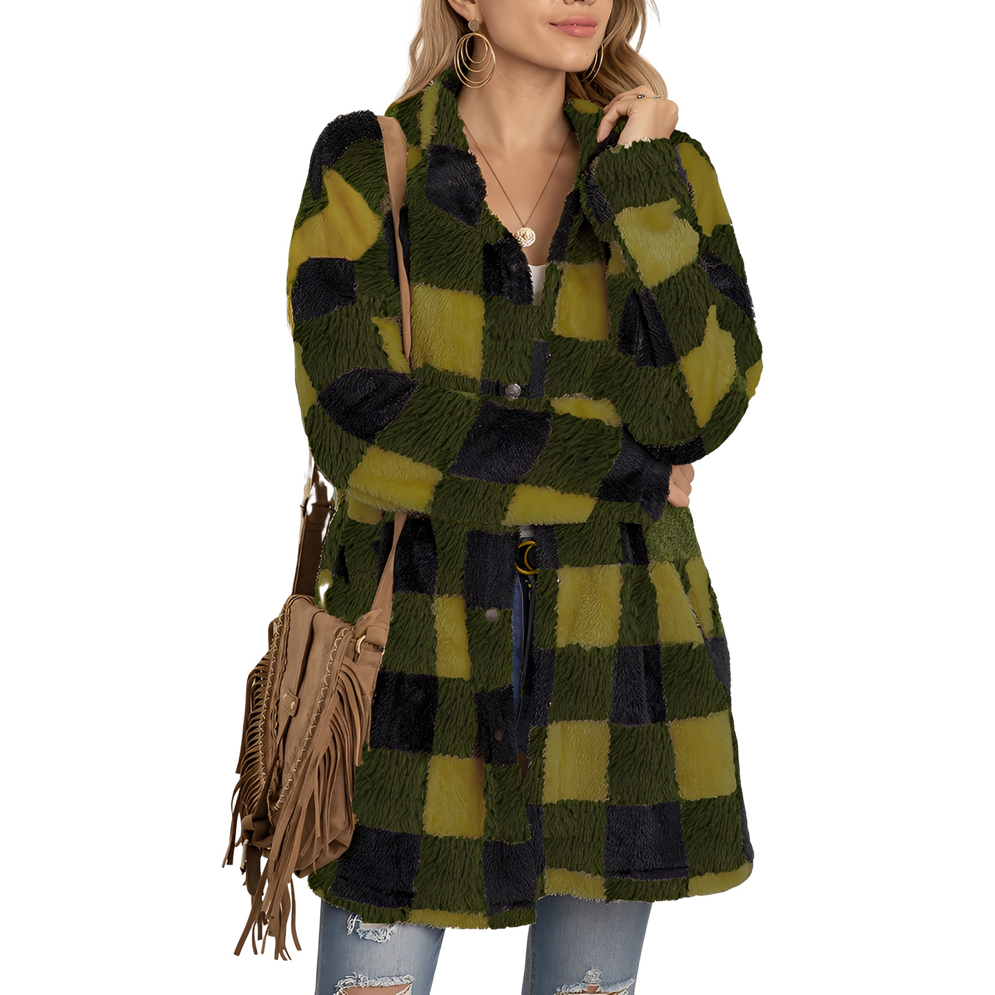 Malvina - Veste longue élégante à carreaux pour femmes