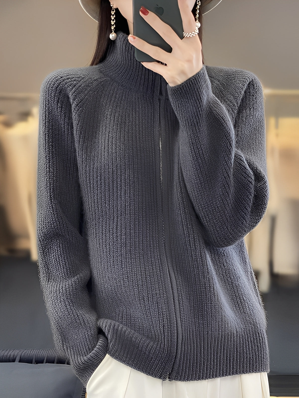 Brylee - Veste en laine moderne avec zip pour femmes