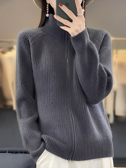 Brylee - Veste en laine moderne avec zip pour femmes