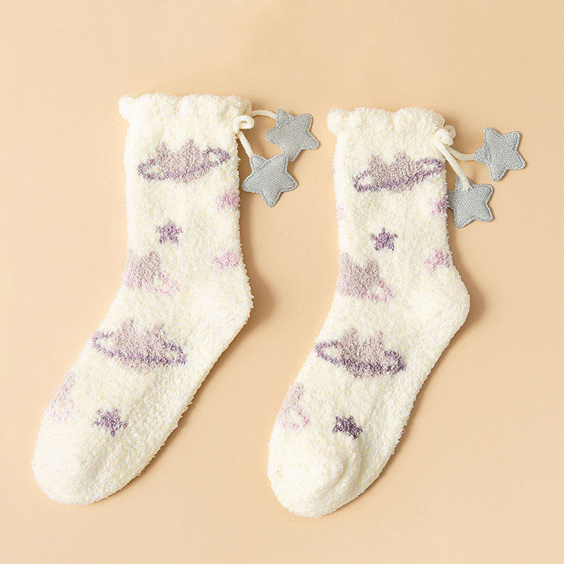 Ramona - Chaussettes d'hiver épaisses et élégantes en polaire pour femmes