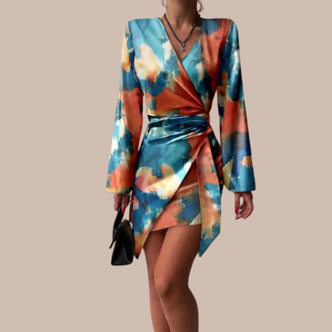 Cicely - Robe croisée avec motif abstrait pour femme