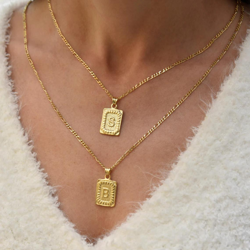 Collier de Initial Vintage - Collier de lettre personnalisée avec lettre