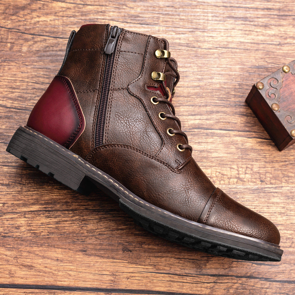 Louis - Bottes rétro en cuir avec zip pour hommes