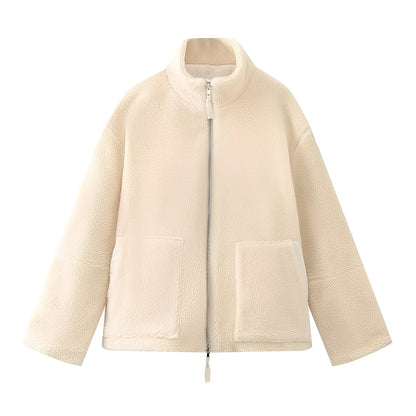 Quincy - Manteau en laine épaisse et chaude à col roulé pour femmes