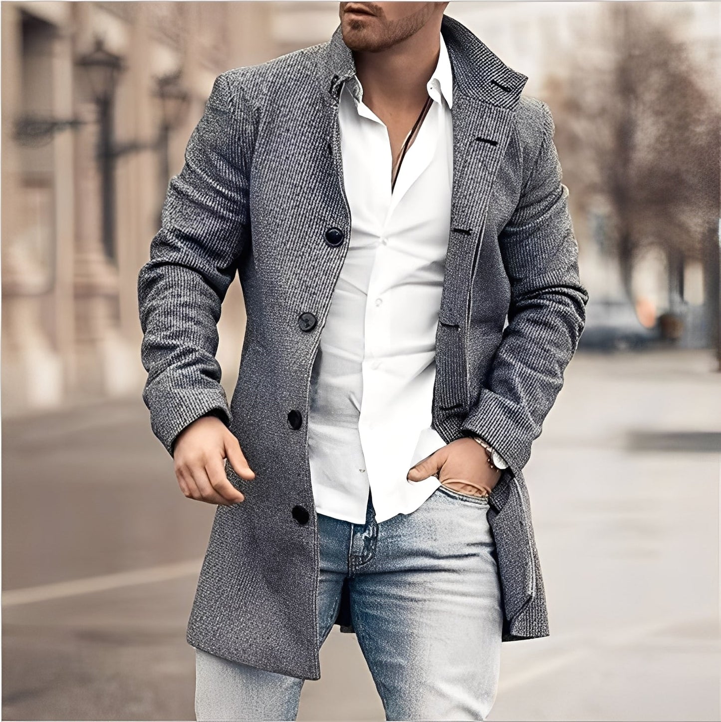 Darden - Long manteau en tweed pour hommes