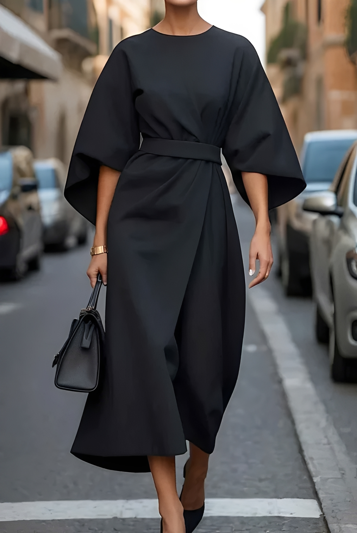 Vera - Robe Midi Élégante Ceinturée